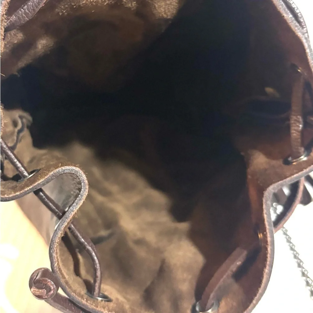 Miu Miu Brown Leather crossbody Drawstring mini Bag